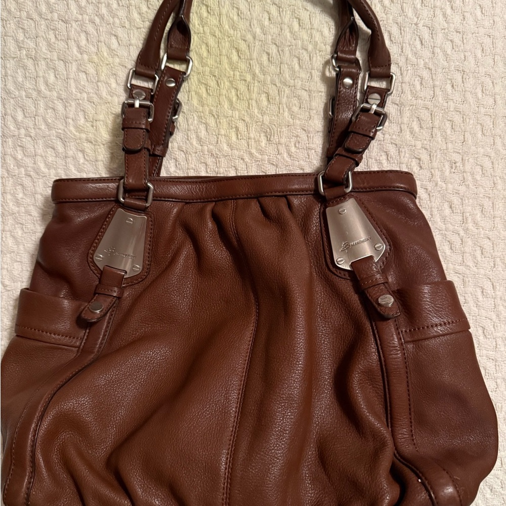 B Makowsky Brown Leather Shoulder Bag -Women's Tote